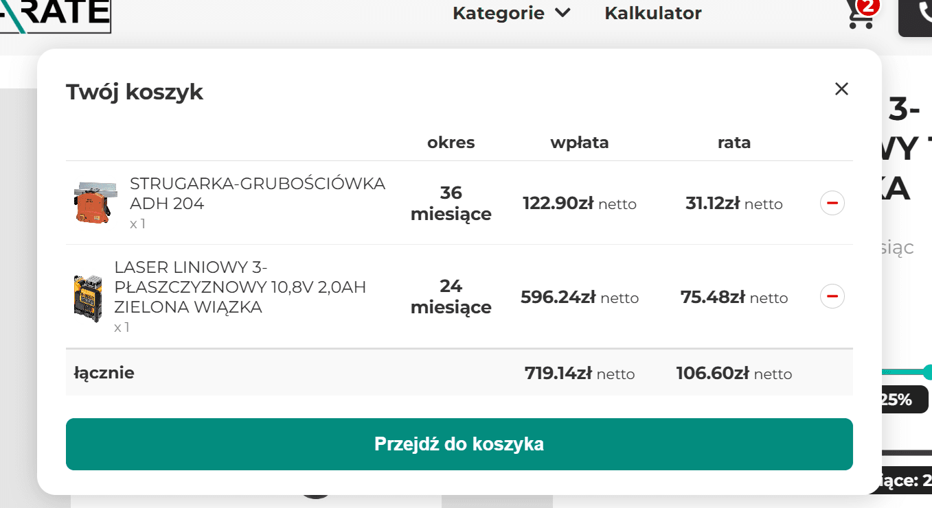 Okno koszyka