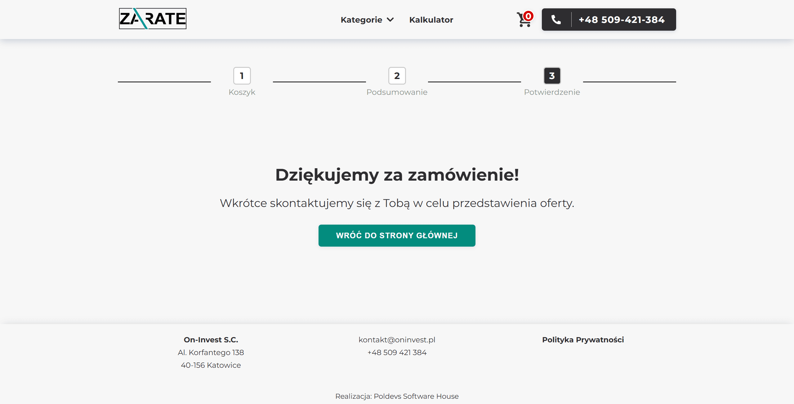 Strona podziękowania